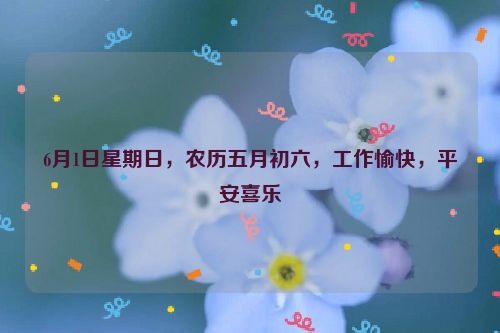 6月1日星期日，农历五月初六，工作愉快，平安喜乐